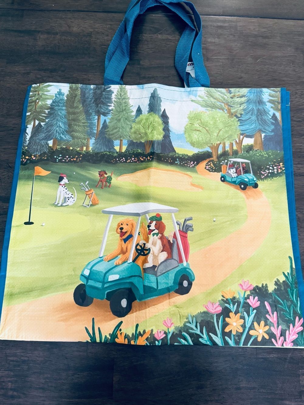 Country Club Golf Dogs Dog Print Graphic Reusable Shopping Tote Bag